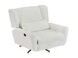 Power Recliner Chair Swivel,Boucle Upholstered 360&deg Swivel Recliner with gold 5 star base-Beige N771P298185M