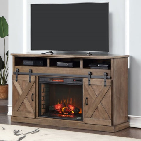 ZUN Bridgevine Home Farmhouse 66 inch Electric Fireplace TV Stand for TVs up to 80 inches, Minimal B108P160225