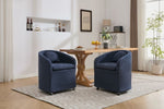 ZUN 059-Set of 1 Chenille Fabric Dining Armchair With Back Cushion and Universal Wheels,Blue 48471642