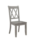 ZUN Casual Gray Finish Side Chairs Set of 2 Pine Veneer Transitional Double-X Back Design Dining Room B01143557