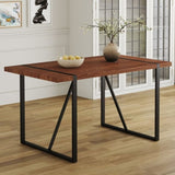 Industrial Rectangular Walnut Color Wood Grain Dining Table for 4-6 people with 1.5 inch thick W1151P209830