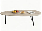 Gray Stylish Irregular Shape Coffee Table, Heavy-Duty Metal Base Oval Sofa Side Table, 19599747