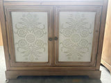 Rustic Vintage Accent Cabinet with Carved Floral Panels, Distressed Wood Sideboard with Drawer and W808P245579