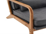 Oak Armrest Oak Upholstered Bronzing Cloth Single Lounge Chair Indoor Lounge Chair Dark Grey 30079338