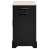 K&K Fluted Kitchen Island with Trash Can Storage Cabinet, Power Outlet, Internal Storage Rack, N707P221571B