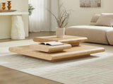 3-Piece Modular Stacking Coffee Table Natural Wood Look, Mordern MDF Table front of the Sofa, W2582P451418