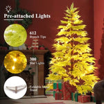 ZUN 6ft Artificial Christmas with 300 LED Lights and 600 Branch Tips, Imitation Cypress Leaf Xmas N710P181792F