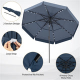10 foot navy terrace umbrella with solar powered LED lights and multi-layered ventilated roof 25484929
