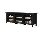 ZUN Benito Black 70"W TV Stand with Open Shelves and Cable Management B061P184949