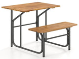 Unique One-Side Acacia Wood Patio Table & Bench Set, Combineable for Picnic & Leisure 45513631