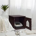 ZUN 20"Brown Wooden Cat Litter Box End Table 65700048