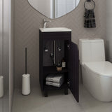 Bethel Wide One-Door Cabinet, Free Standing Vanity With Resin Sink And Two Shelves, Bathroom B200P335377