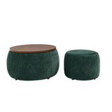 Round Storage Ottoman, 2 in 1 Function, Work as End table and Ottoman,with small W487P165701