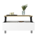 ZUN Gambia Lift Top Coffee Table, Four Legs -White / Light Oak B20091866