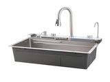 Pull-out Faucet Single Bowl Sink Kitchen Vegetable Sink 304 30"x18" Whale Waterfall Sink Stainless 69820367