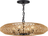 Farmhouse Rattan Pendant Lights, 15.7" 4-Light Boho Chandelier Light Fixture, Wicker Hand Woven W2738P185429