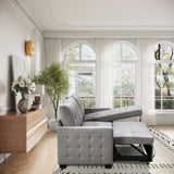 77 Inch Reversible Sectional Storage Sleeper Sofa Bed L-Shape 2 Seat Sectional Chaise With Storage W120343142