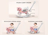Rocking Horse Toddlers, Balance Bike Ride On Toys with Push Handle, Backrest and Balance Board 99552649