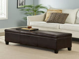 Upholstered PU Leather Storage Ottoman, Solid Wooden Legs N757P414088O