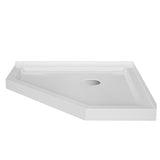 Goodyo 36 in. D x 36 in. W x 3.5 in. H Corner Drain Neo-Angle Shower Base in White D163111784