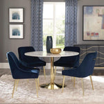 ZUN Dark Ink Blue and Gold Wingback Dining Chair B062P153694