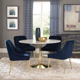 Dark Ink Blue and Gold Wingback Dining Chair B062P153694