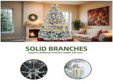 6 ft Pre-lit Snow Flocked Artificial Christmas Tree with 880 Branch Tips, Green 93187612
