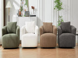 360&deg Swivel Chair, 38.2" Accent Chair Sofa, Upholstered Swivel Barrel Sofa Chair with a Throw Pillow N719P288552D