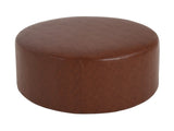 Upholstered Round Ottoman,PU Leather,Brown N757P181733R