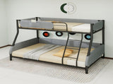 Sturdy Twin Over Full Metal Bunk Bed with Detachable Linen Storage Bags - Space-Saving Design for W1935P534743