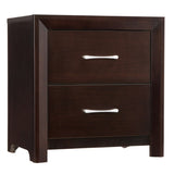 Espresso Finish Contemporary Design 1pc Nightstand of Drawers Silver Tone Pulls Bedroom Furniture B01158485