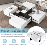 ZUN ON-TREND Unique Design Coffee Table with 4 Hidden Storage Compartments, Square Cocktail Table with WF305182AAK