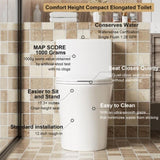 1.1/1.60 GPF Dual-Flush One Piece Toilet,Button on Tank top S-trap, Water-Saving Elongated Comfort W3192P277905