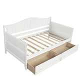 Twin Wooden Daybed with 2 drawers, Sofa Bed for Bedroom Living Room,No Box Spring Needed,White WF192860AAK