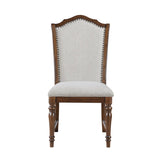 Formal Traditional Design Side Chairs Set of 2 Cherry Finish Fabric Upholstery Nailhead Trim Wooden B011P239543
