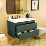 ZUN 30'' Wall Mounted Bathroom Vanity with Resin Sink,Floating Bathroom Storage Cabinet with 2 Drawers, N710P177301F