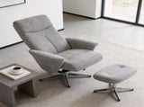 Swivel chenille Recliner with Ottoman Chair Modern Armchair Ergonomic Push Manual Reclining Footrest W1622P460966