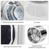 GYJ28-88-E Compact portable Household clothes Dryer 1.5CUFT Drum Dryer with LED display -White 120V 90579716