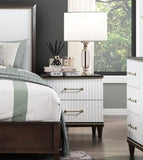 Contemporary White and Cherry Finish 1pc Two Drawers Nightstand 2-Tone Finish with Gold Trim Modern B011P149132