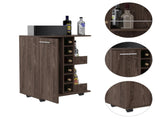 Bartlet 2-Shelf 6-Bottle Bar Cart with Division Dark Walnut B06280456