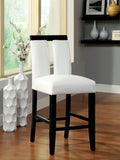 Set of 2 Chairs Black And White Leatherette Beautiful Padded Counter height Chairs Slit Back Design HS11CM3559PC-ID-AHD