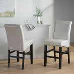 ZUN Contemporary leather counter stools,Ivory dining chairs with nail-head decoration ,25 N780P168429