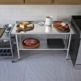 24x60 Inch Stainless Steel Prep Table with Adjustable Undershelf and Galvanized Legs, Heavy-Duty W1422P252476