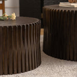 ZUN Vintage Fashion Style Cylindrical Nesting Coffee Table Set with Vertical Textured Embossed Design W757P195739