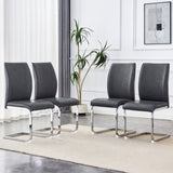 ZUN Luxury Simple Arch Chair - Set of 4 Dark Gray PU Material High Resilience Dining Chair with Arched W1151P154855