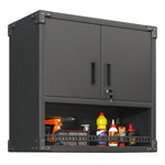 ZUN Metal Wall-Mounted Tool Storage Cabinet with Locking Door and 1 Shelf 1 Opened Drawer for Garage 04205026