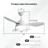 47 Inch Ceiling Fan with 22W LED Light and Remote Control 6 Speeds Reversible DC Motor White for W934P288499