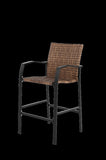 3 Pieces Outdoor Bar Stools Set,Rattan Bar Chairs,with glass table top, Wicker Bar Stools for W640P256895
