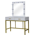 ZUN FCH Single Mirror With 2 Drawers And Light Bulbs, Steel Frame Dressing Table White 15987661