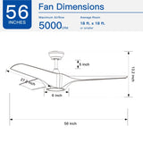 ZUN 56 In.Intergrated LED Ceiling Fan with Brown Wood Grain ABS Blade W1367P182867